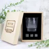 Groomsman boxed scotch glass set with whiskey stones
